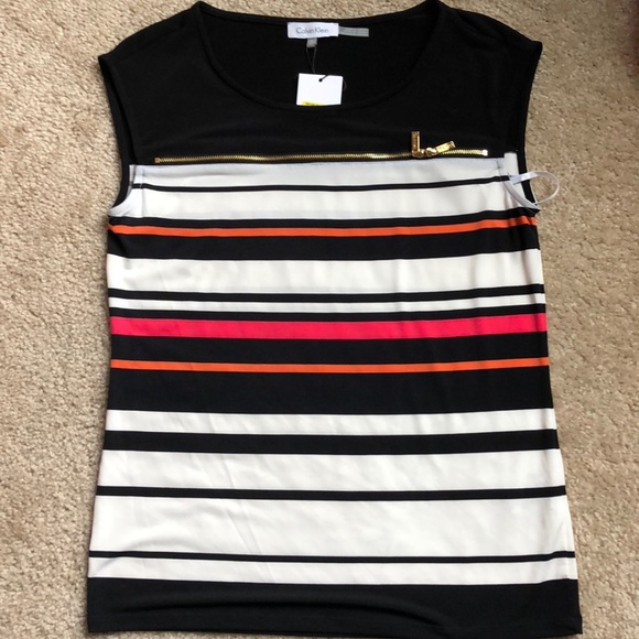 Calvin Klein sleeveless zipper blouse top small - Picture 2 of 6